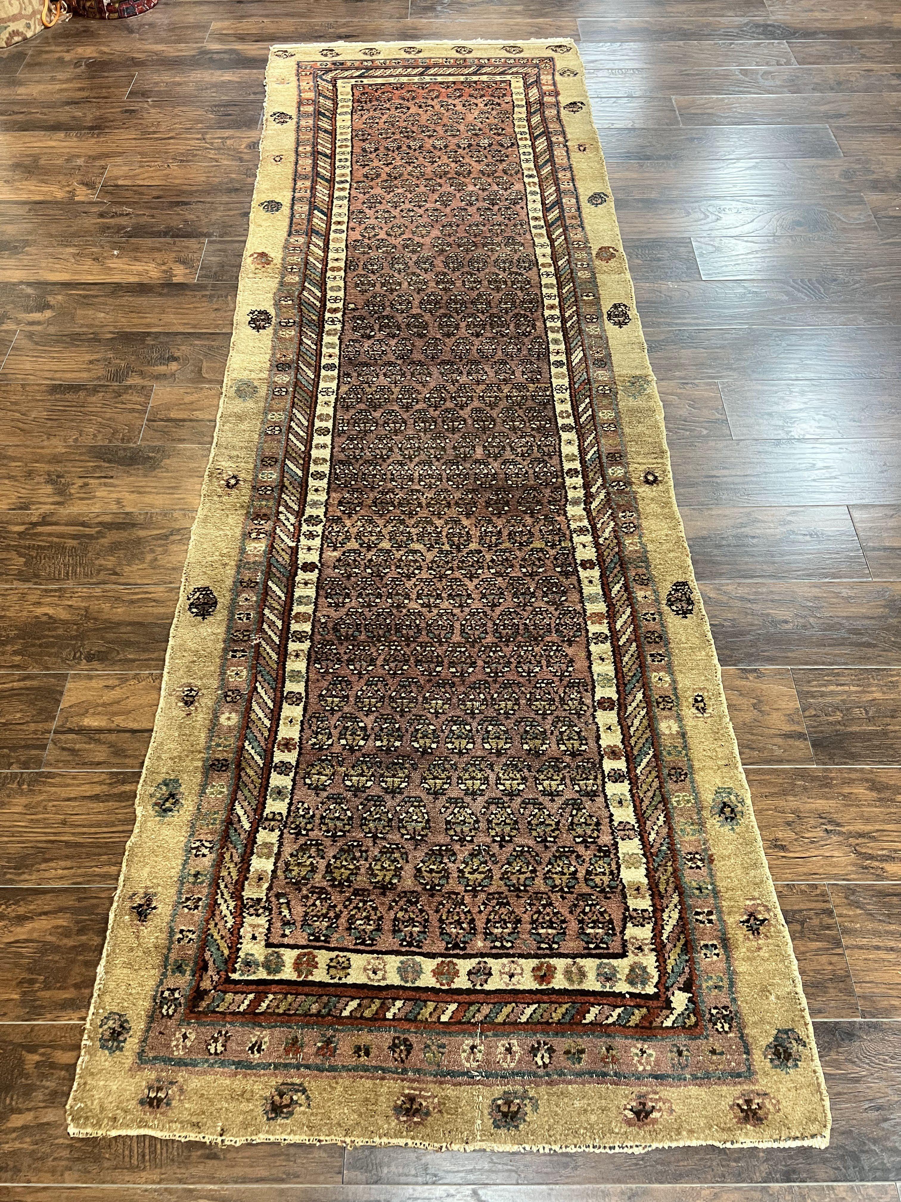 Antique Persian Sarab Runner Rug 3x11, Wool Camel Hair, Tribal Carpet for Hallway 3 x 11, Antique 1920s Rug, Handmade