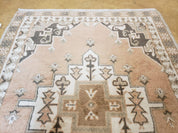 Antique Moroccan Rug 5x7 Tribal Carpet, Hand-Knotted Soft Wool Pile, 5 x 7 Area Rug, Berber Rug, Geometric Open Field Medallion, Pink Ivory