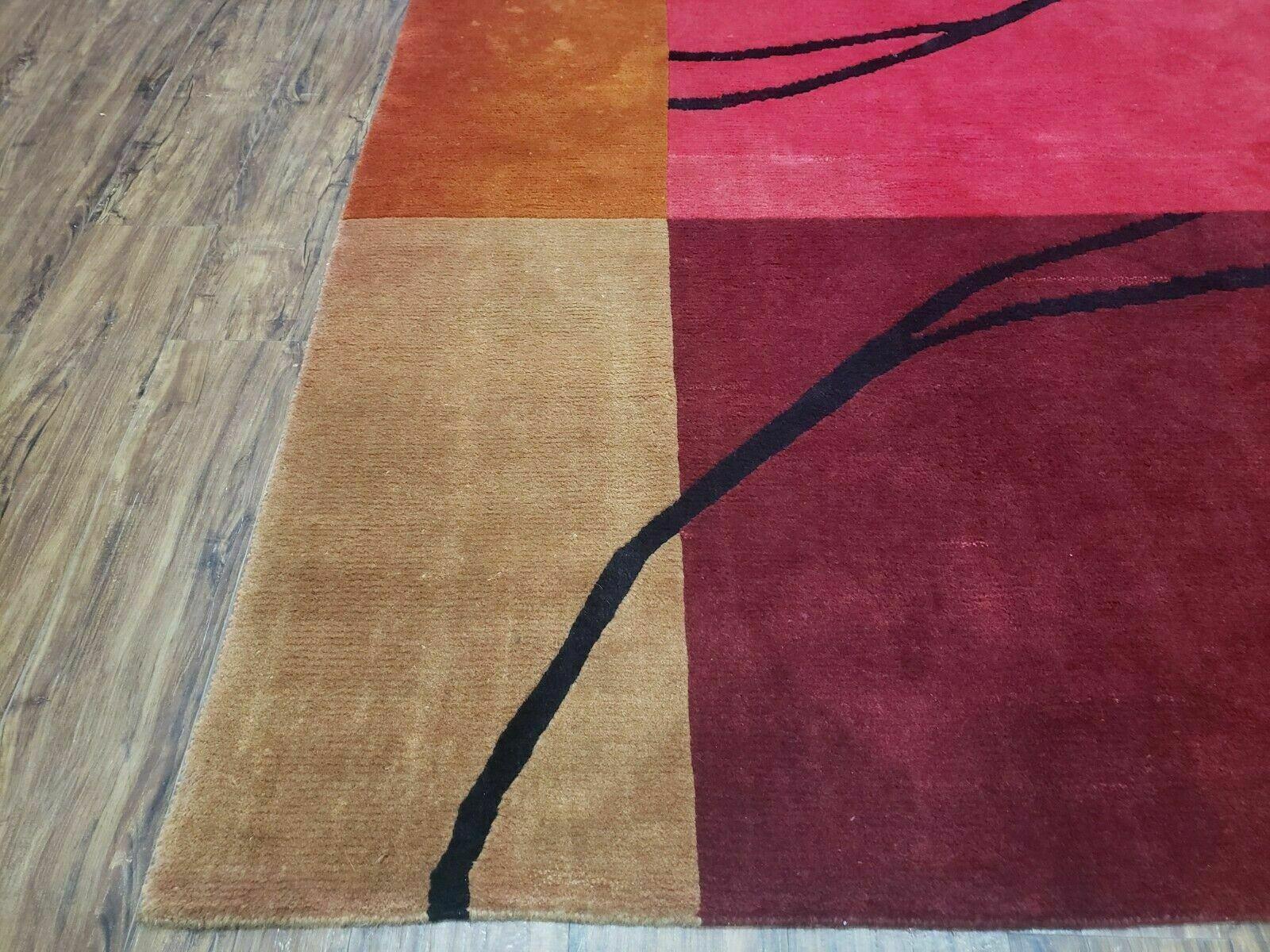8' X 10' Tibetan Nepal Art Deco Hand Knotted Wool Rug Modern Contemporary Nice