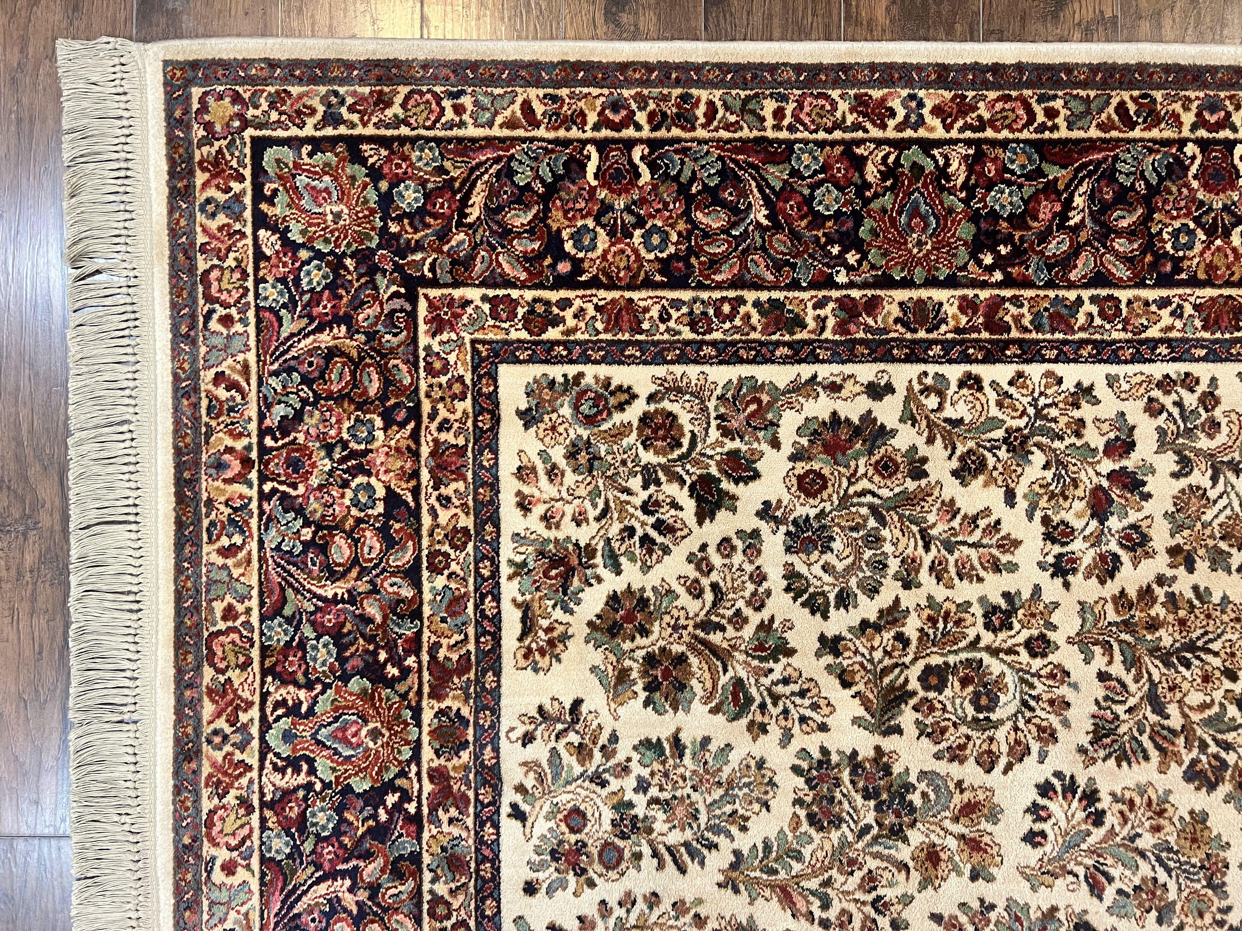 Karastan Rug 8' 8" x 12', Ivory Sarouk #760, Original Karastan Carpet 700 Series, Wool Karastan Area Rug, USA Made, Large Karastan w/ Label