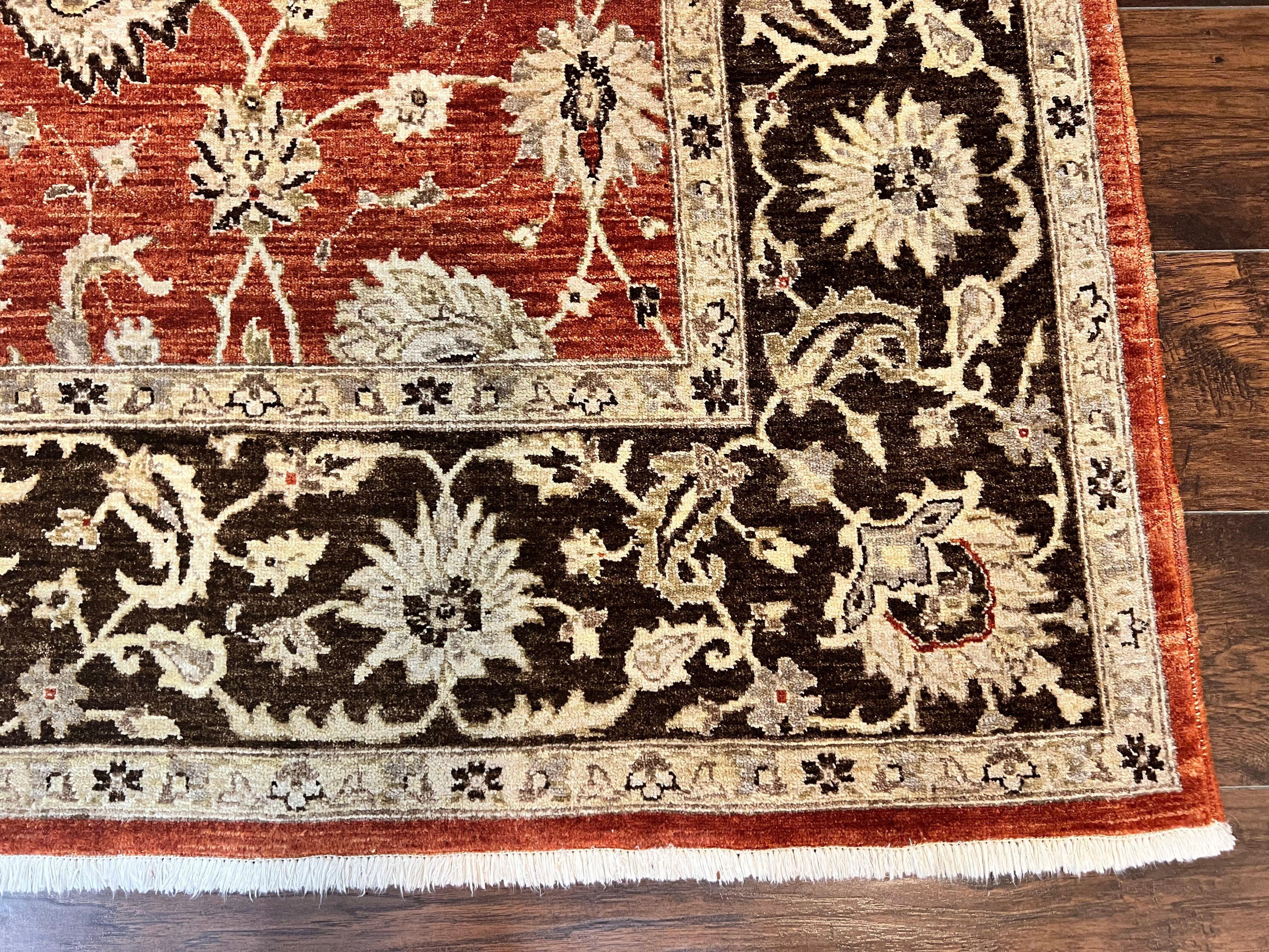 Pakistani Oriental Rug 6x9, Red, Floral Allover, Handmade Wool Rug, Peshawar Chobi Rug, Pak Persian Carpet 6 x 9