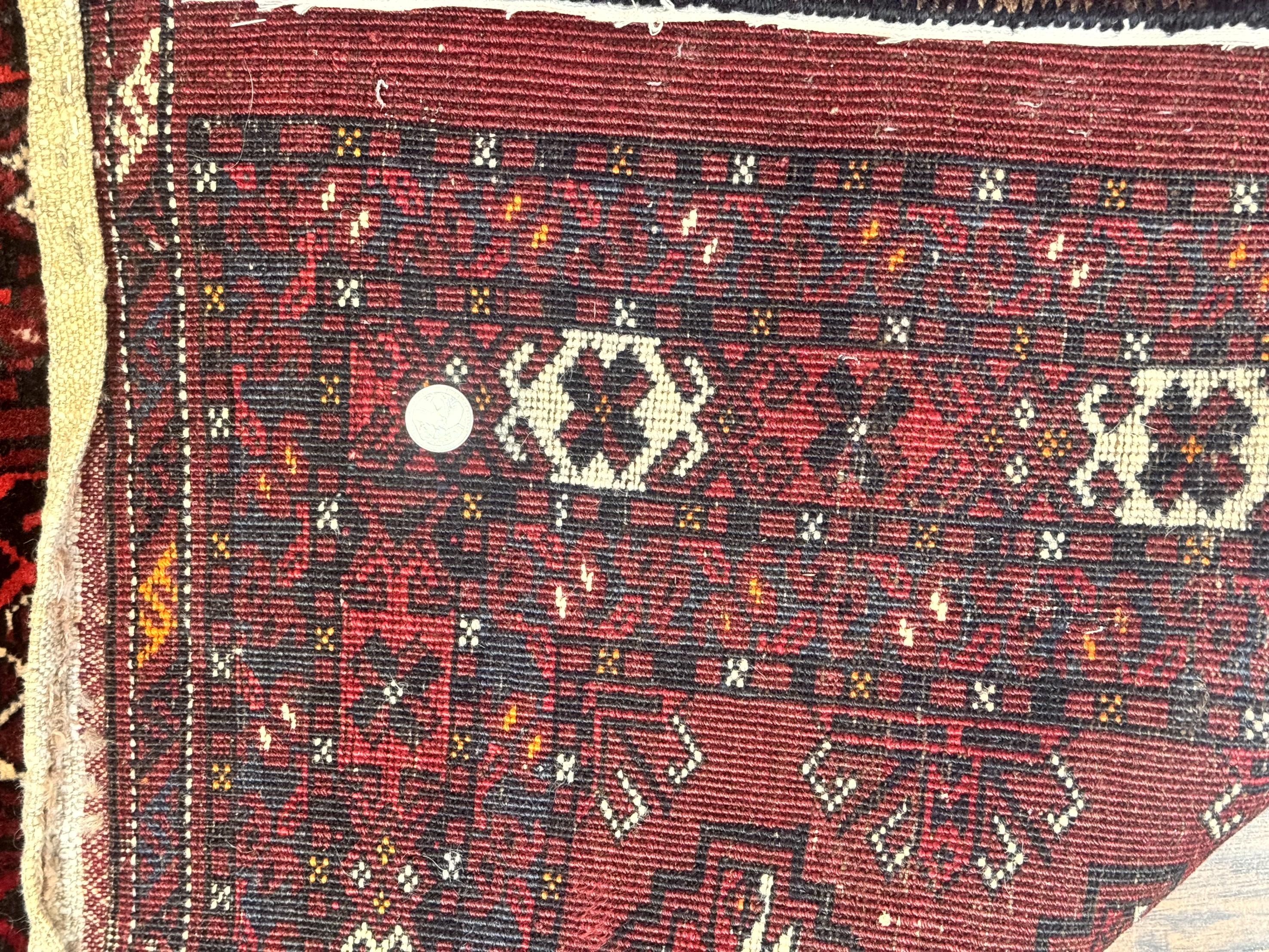 Antique Afghan Turkoman Mafrash Rug 3x5, Red, Hand Knotted, Wool, Tribal Collectible