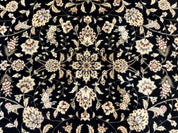 Sino Persian Rug 9x12, Fine Elegant Oriental Carpet 200 KPSI, Black and Dark Red, Allover Floral