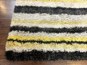Shag Rug 5x8, Yellow Ivory Charcoal, Contemporary