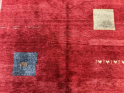 Modern Indo Persian Gabbeh Rug 7x10, Red, Tribal Area Rug
