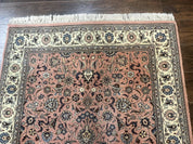 Pak Persian Rug 4x6, Pink and Cream, Very Fine 225 KPSI, Handmade Wool Oriental Carpet