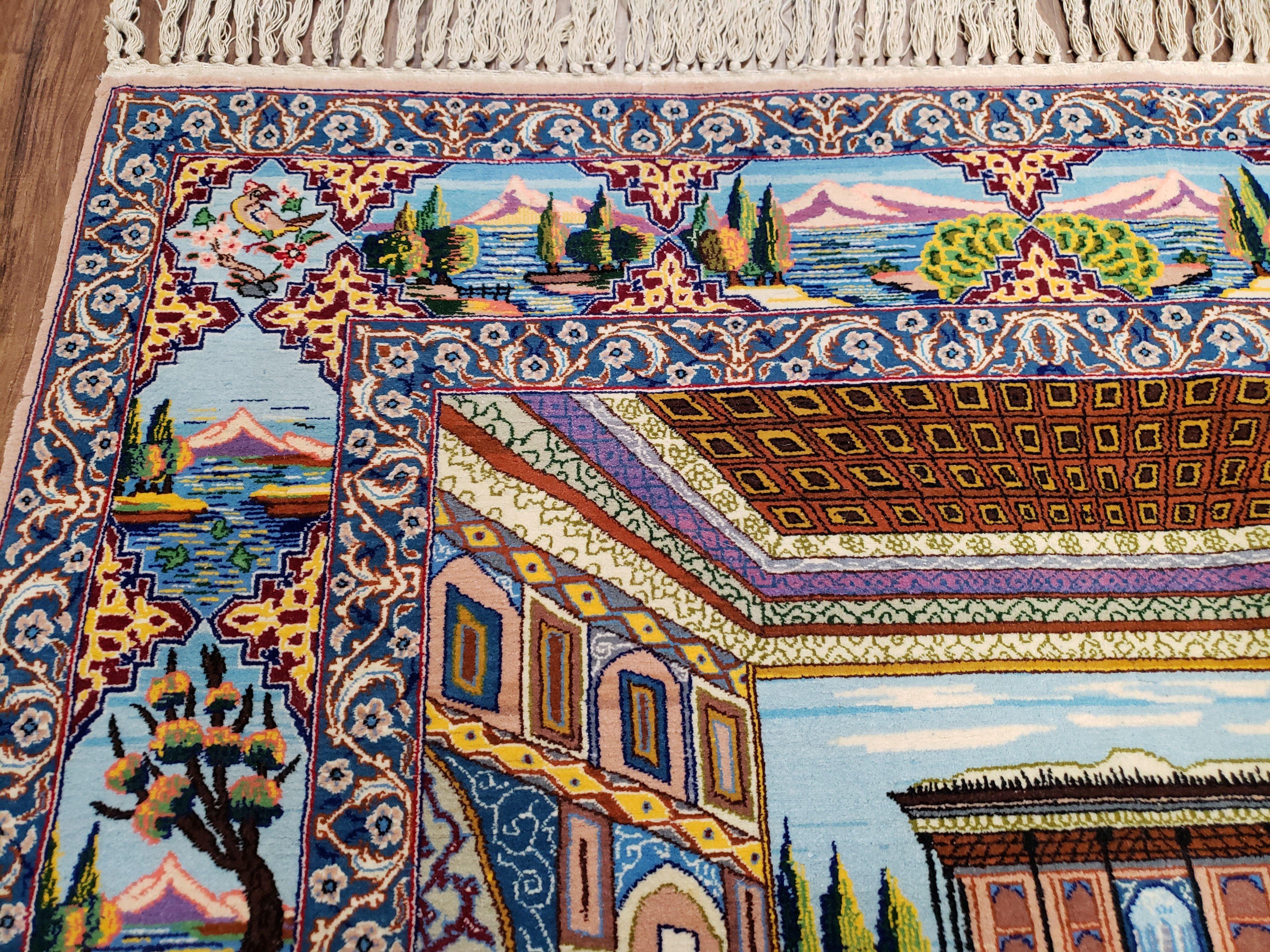 Persian Isfahan Pictorial Rug 3x5 – Kork Wool on Silk