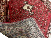 4 X 6.5 Antique Handmade Wool Rug Paisley Boteh Design Tribal Rug Red Ivory