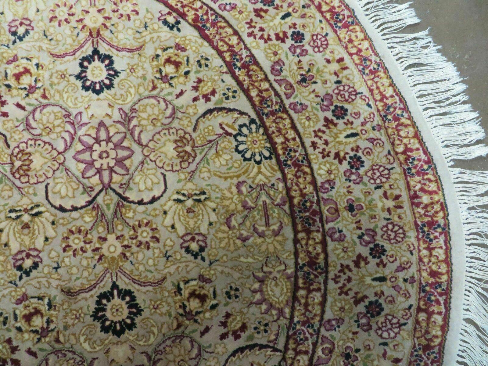6' Handmade Fine Indian Wool Rug Carpet Round Silk Accent Beauty