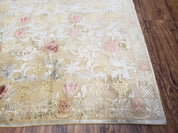 Modern Tibetan Rug 6x9, Wool and Silk Tibetan Rug, Handmade Tibetan Rug, Silk Flowers, Contemporary Rug, Soft Rug, Tibetan Area Rug, Tan