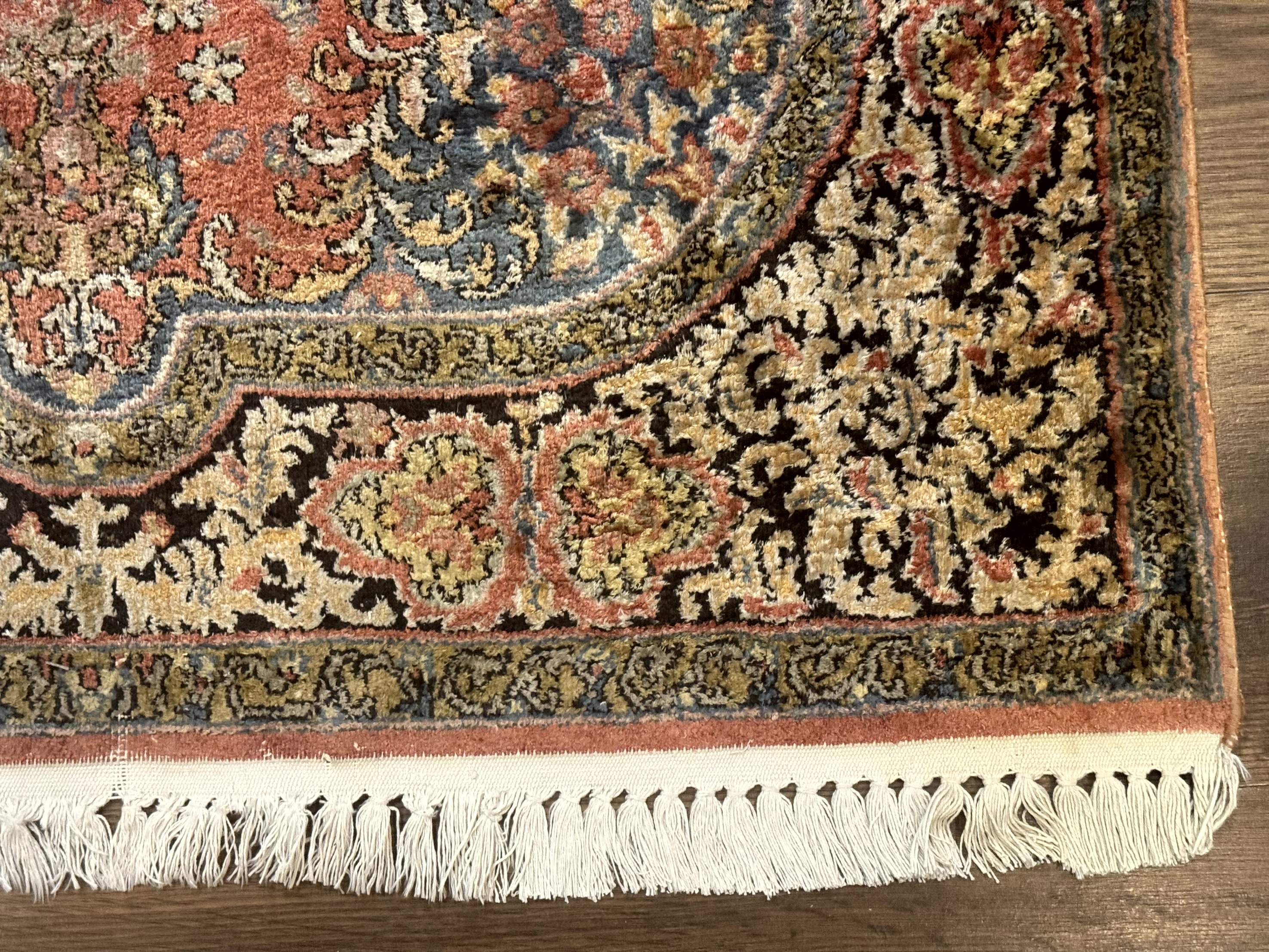 Indian Kashmiri Silk Rug 3x5, Fine 260 KPSI, Hand Knotted