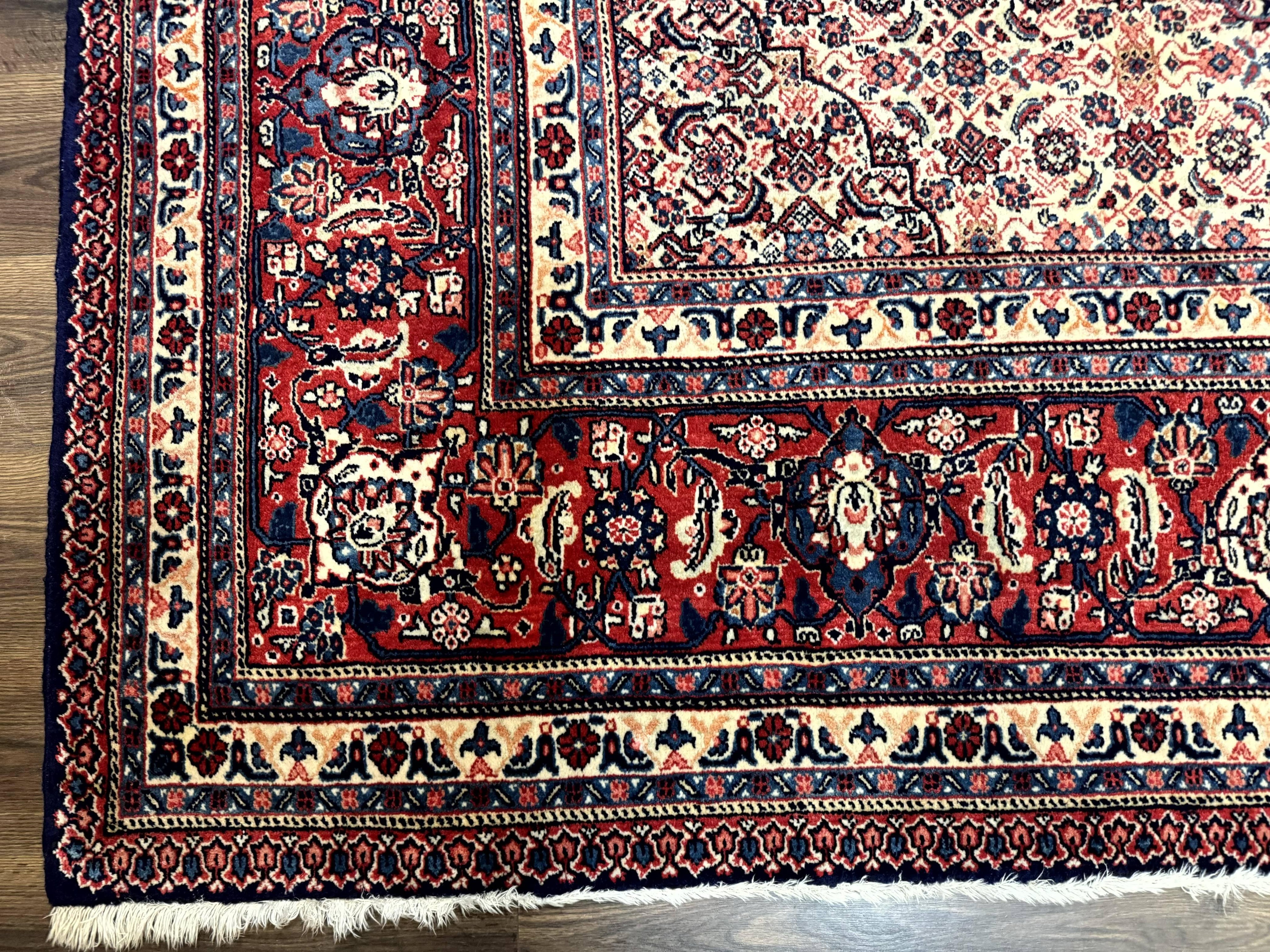 Persian Tabriz Rug 11x14 Navy Blue Herati Wool Carpet