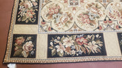 Needlepoint Rug 8x10ft Allover European Design Flowers 100% Wool Hand Knotted Aubusson Area Rug Brand New Flatweave Needle Point Carpet Chic