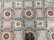 9x13 Needlepoint Carpet, French Design Rug, Hand-Knotted, Brand New Needlepoint Rug 9 x 13, English French European Style, Beige Floral
