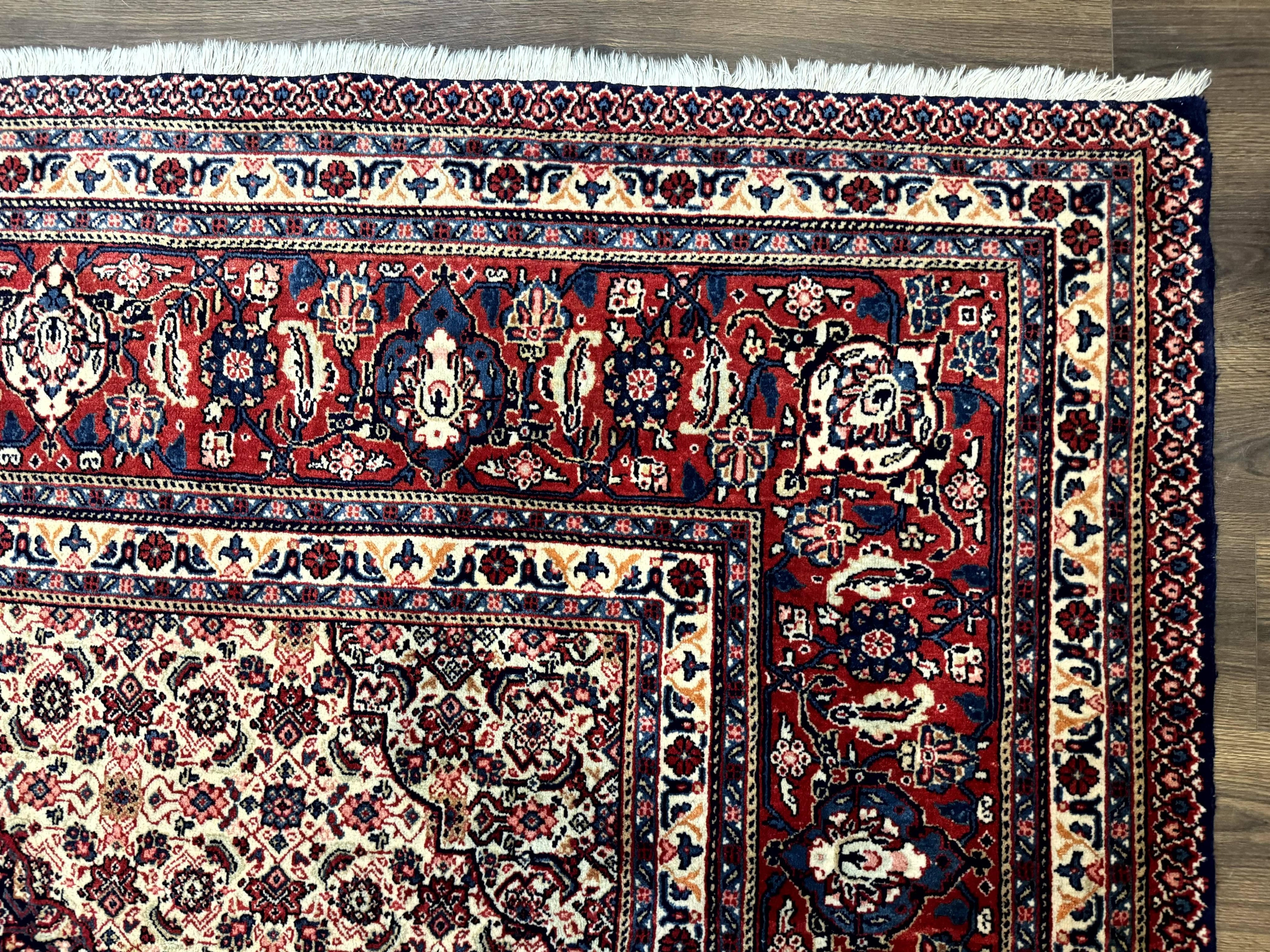 Persian Tabriz Rug 11x14 Navy Blue Herati Wool Carpet