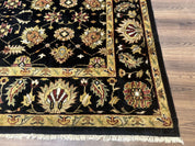 Indo Persian Mahal Rug 8x10, Black and Gold, Wool Hand Knotted Oriental Carpet