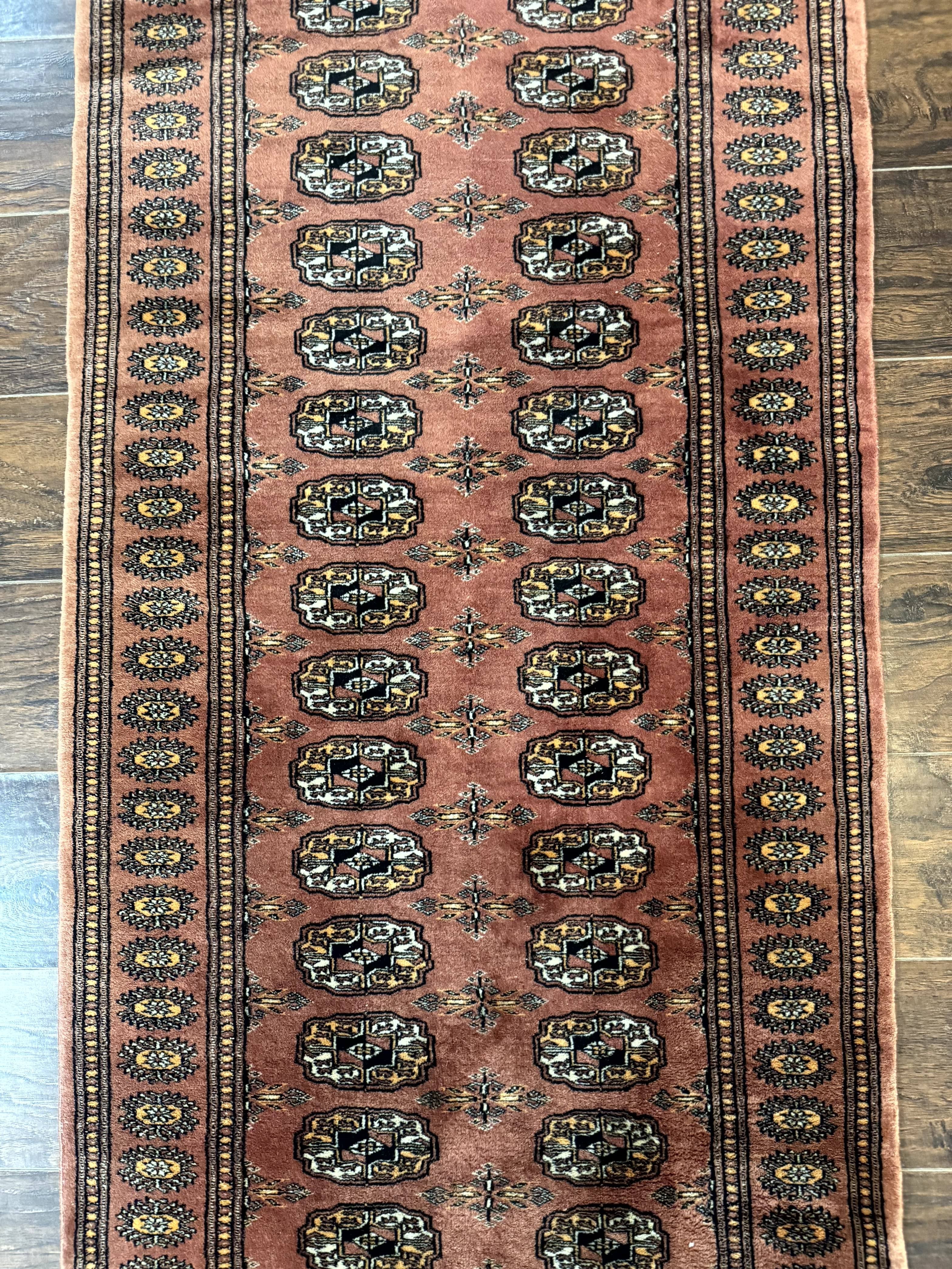 Pakistani Turkoman Bokhara Runner Rug 2.8 x 12, Oriental Runner for Hallway