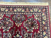 Karastan Rug 4.6 x 6 Lanamar Sarouk #5528, Red Wool Karastan Oriental Carpet, Discontinued, Antique, Wool Pile