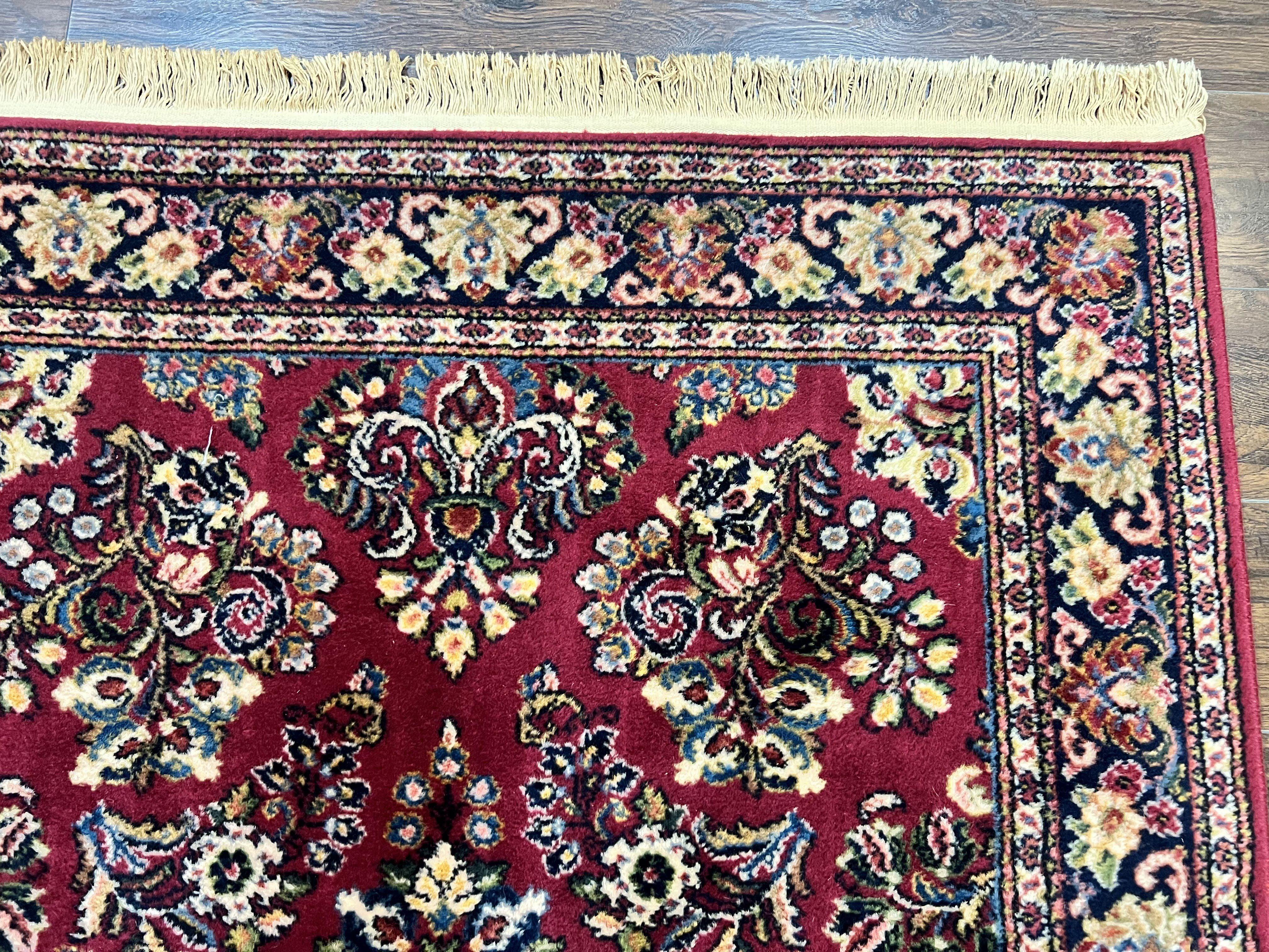 Karastan Rug 4.6 x 6 Lanamar Sarouk #5528, Red Wool Karastan Oriental Carpet, Discontinued, Antique, Wool Pile