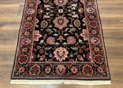 Indo Persian Sarouk Rug 3x5, Black Traditional Oriental Carpet