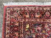 Large Antique Persian Sarouk Rug 11x18, Red, Floral Allover, Palace Size Wool Handmade Carpet