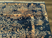 Area Rug 8x10 High Quality Handmade Oriental Carpet, Modern Contemporary Rug, Rug for Living Room, Wool Rug, Blue and Gold, Pakistani Rug