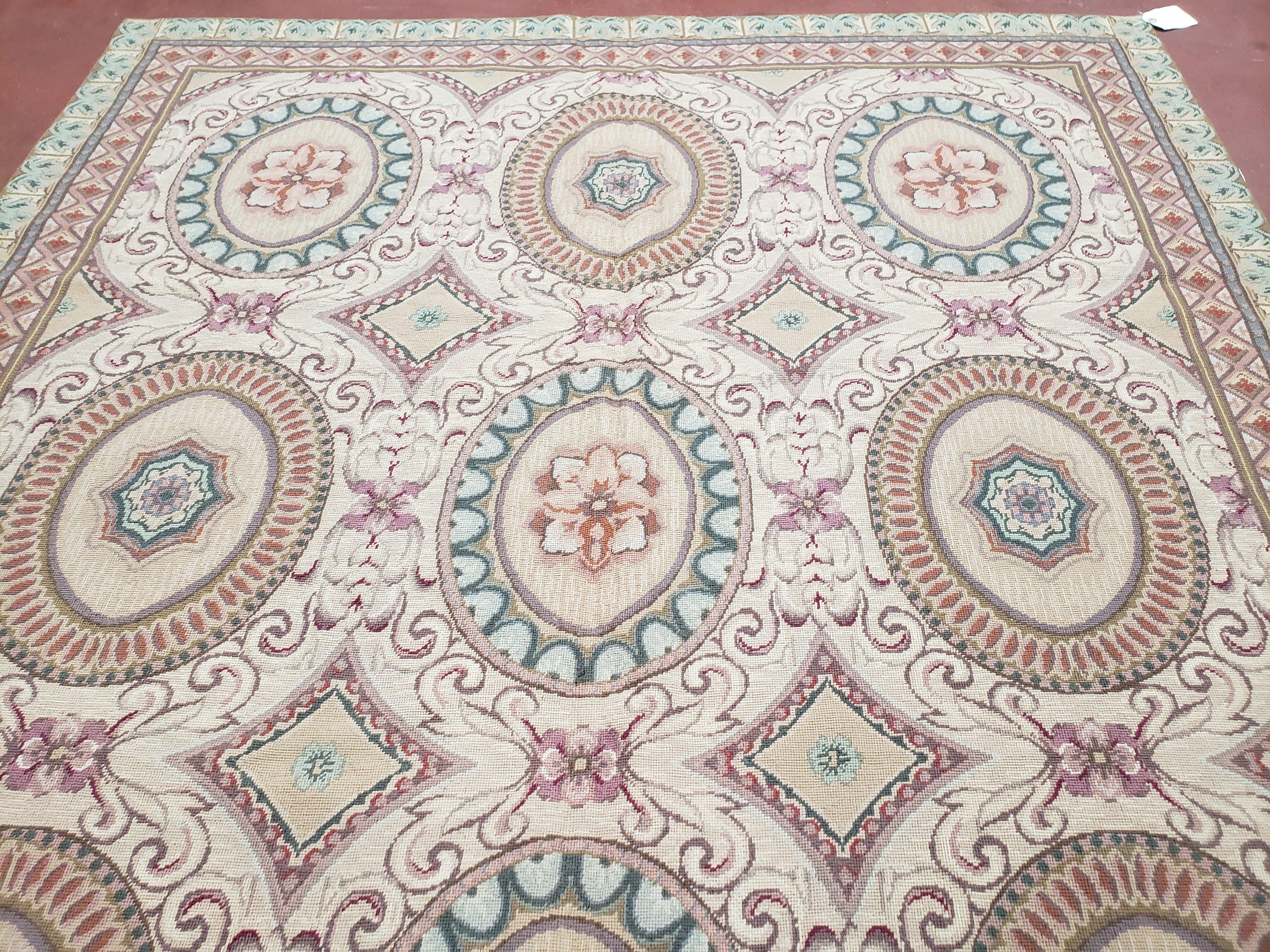 New Needlepoint Rug, 6x9 Needlepoint Carpet, Flatweave Rug, Vicotorian French European English Decor, Elegant Rug for Living Room, Handmade