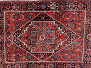 Fine Persian Bidjar Rug 3x5 ft, Ruby Red and Black, Geometric Medallion, Hand Knotted Semi Antique Oriental Bijar Carpet, Wool Area Rug, Tribal Rug