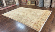 Pakistani Oushak Rug 6 x 9.6, Handmade Wool Peshawar Carpet, Farmhouse Rug