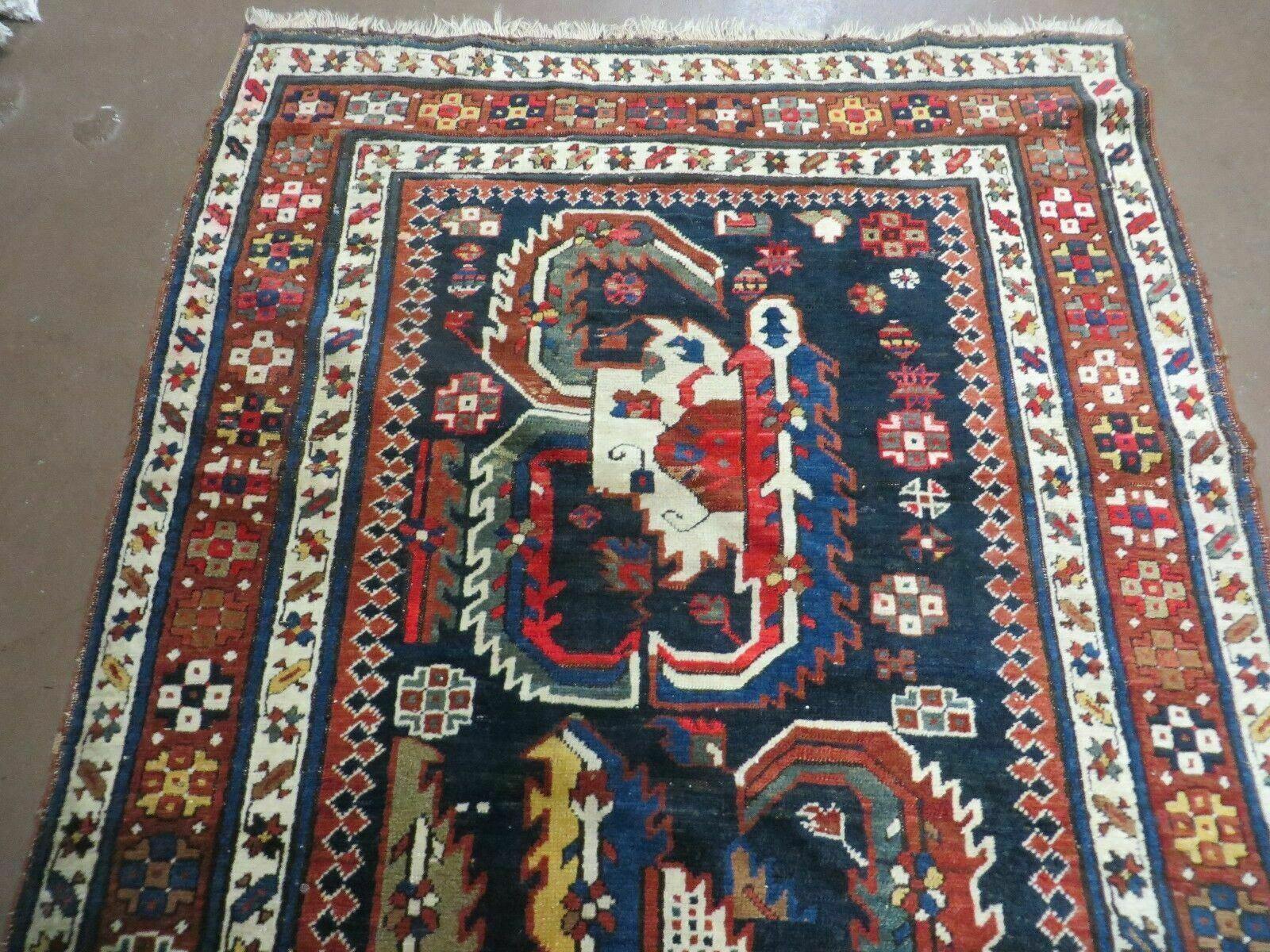 3' 7" X 14' Antique Handmade Caucasian Wool Rug Carpet Nice