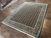 Persian Tabriz Rug 5x7, Black, Allover Pattern