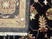 Indo Persian Mahal Rug 8x10, Black and Gold, Wool Hand Knotted Oriental Carpet