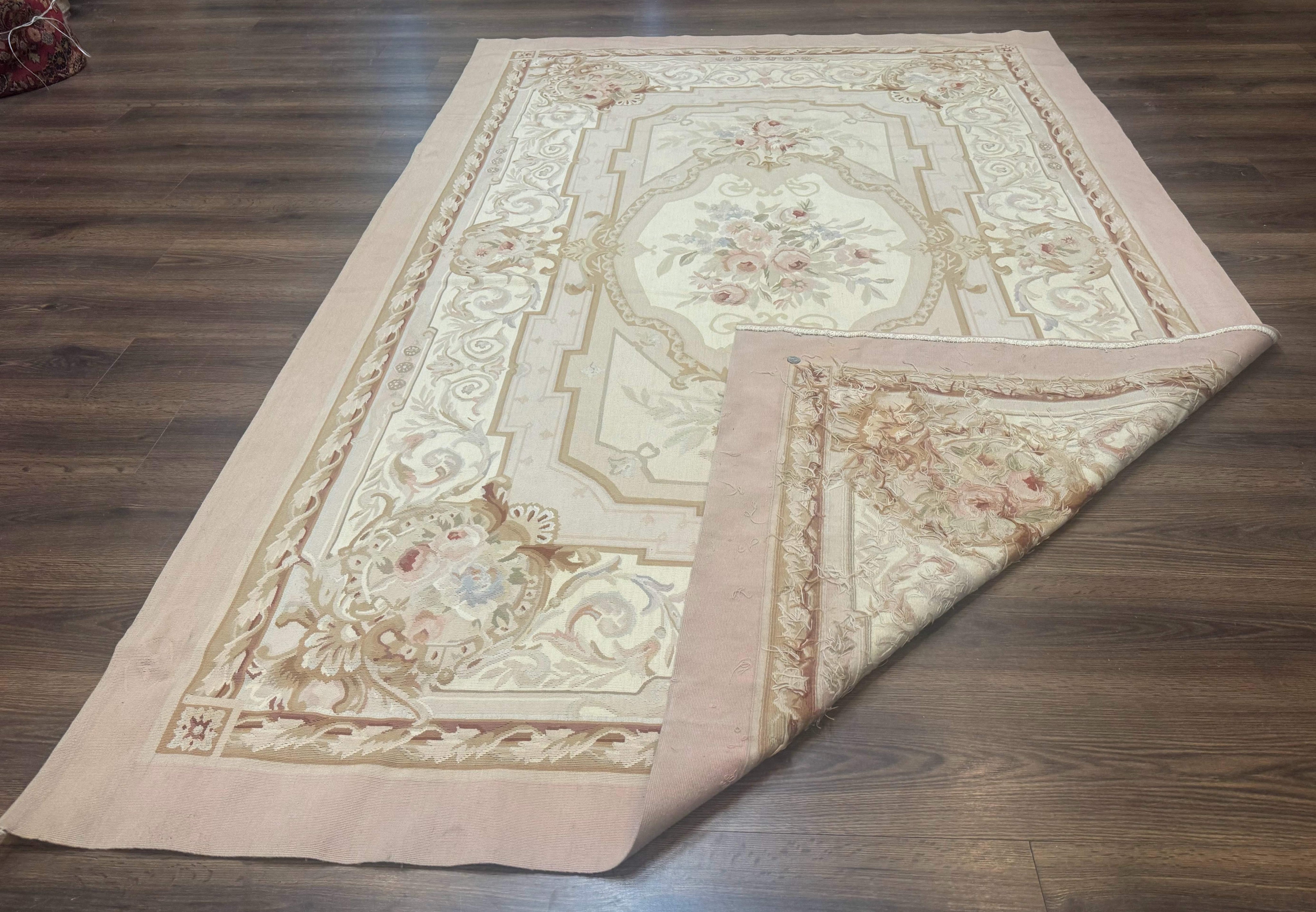 Aubusson Rug 6x9, Elegant, Flatweave, French European Design