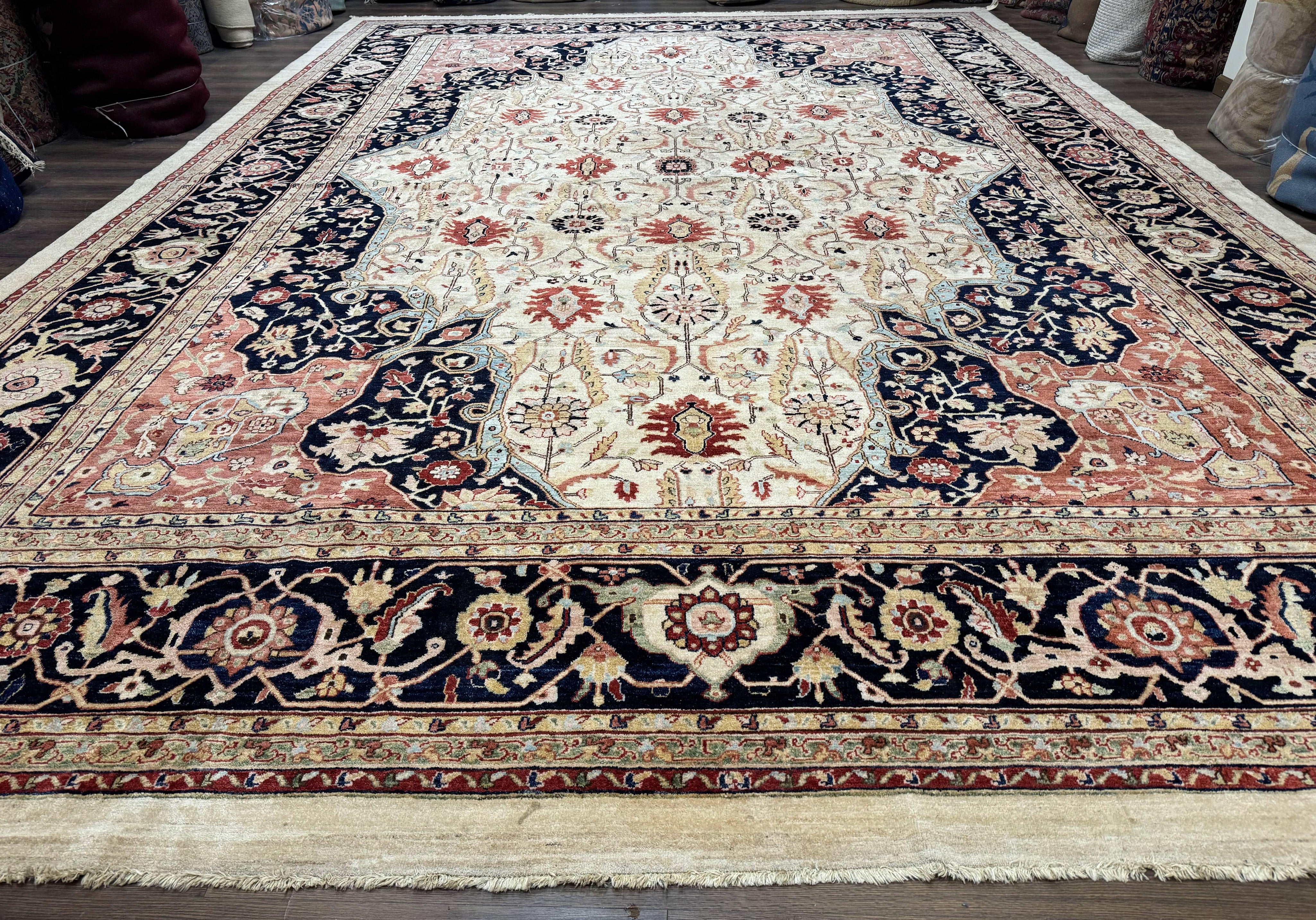 Large Palace Sized Stark Carpet 13x19, Traditional Wool Handmade Rug, Beige