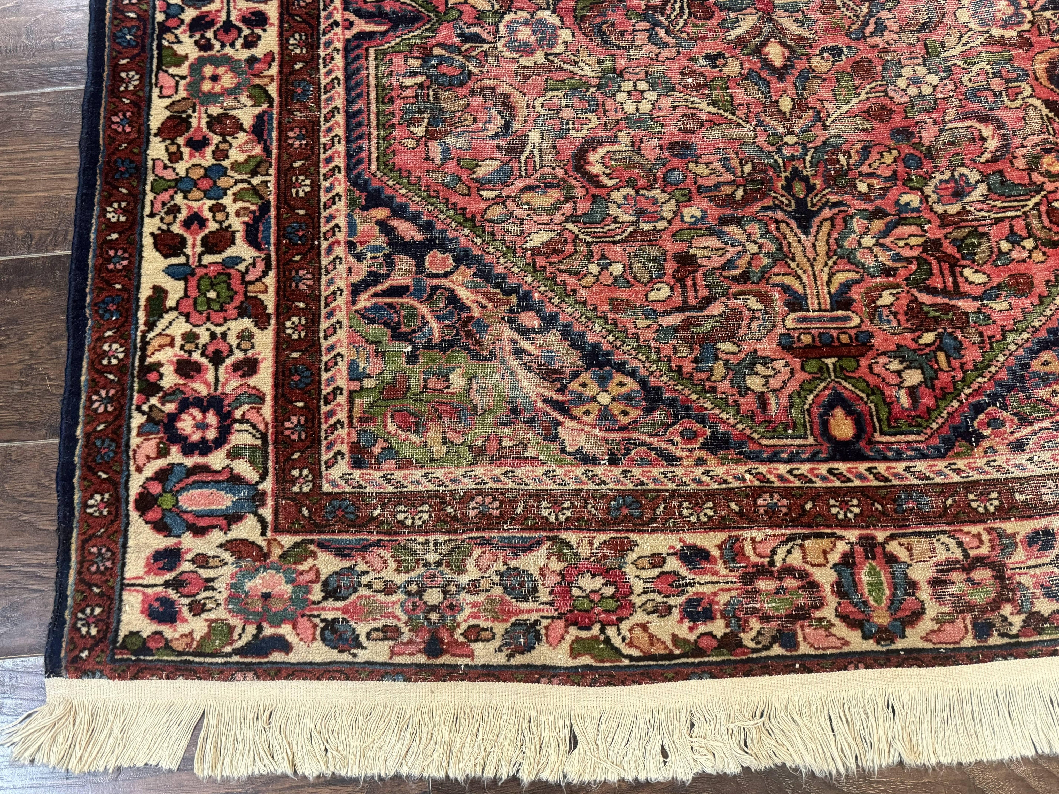 Antique Persian Malayer Rug 4'7" x 6'6" – 1920s Tribal Red Wool Carpet