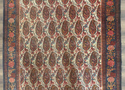 Antique Persian Kurdish Senneh Rug 4.6 x 6.5, Repeated Paisely Boteh Design, Handmade