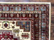 Turkish Kazak Rug 6x9, Geometric Medallions