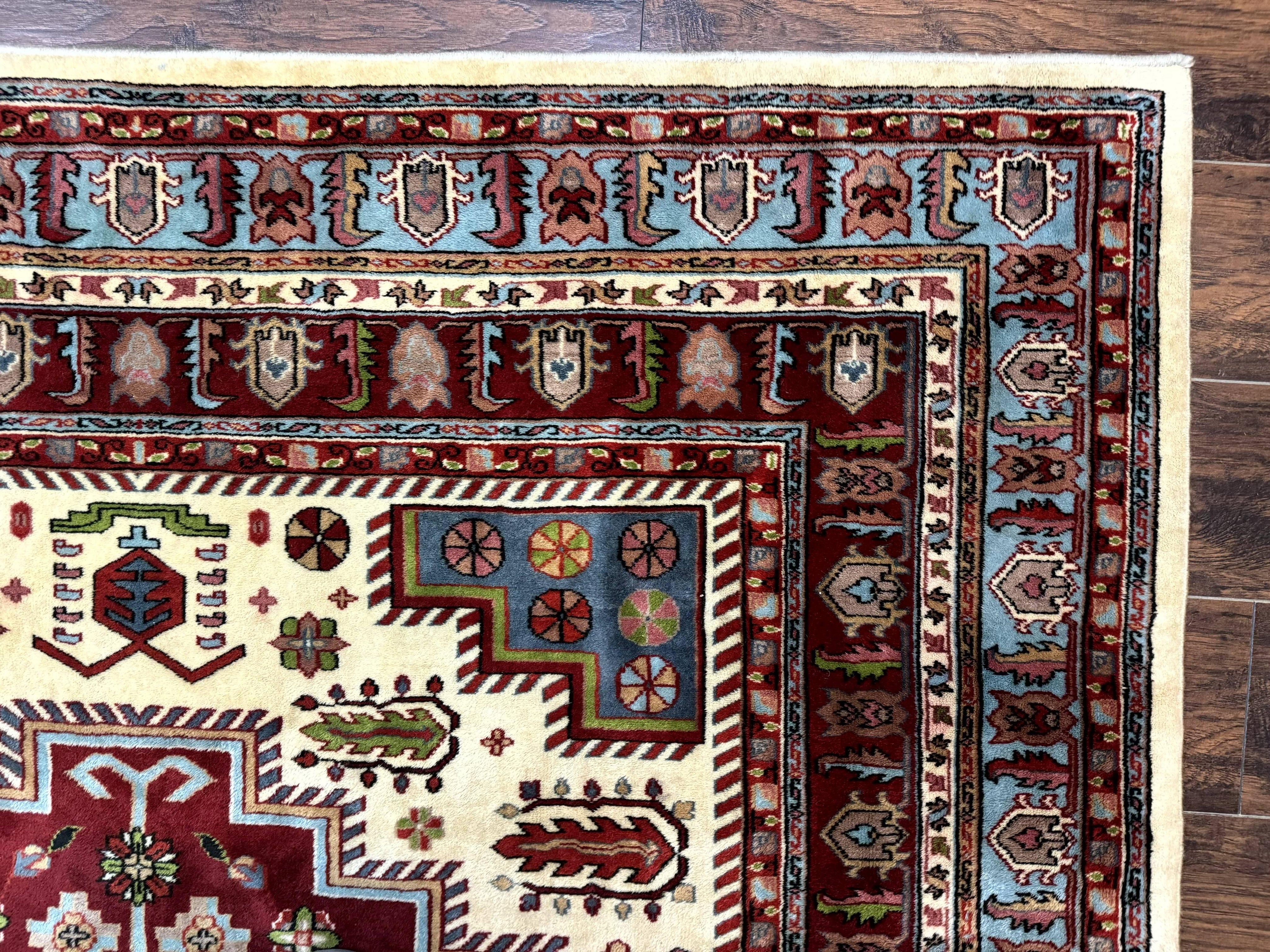 Turkish Kazak Rug 6x9, Geometric Medallions