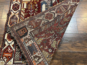 Antique Persian Shiraz Pictorial Rug 3.6 x 5, Persian Tribal Rug, Handmade, Lions, Highly Unique Collectible Small Persian Carpet, Maroon, Wool