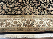 Sino Persian Rug 9x12, Floral Medallion, Black and Ivory, Elegant