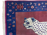 5 X 7 Handmade Zagros Wool Rug Snow White Panther Maroon Blue Organic Dyes