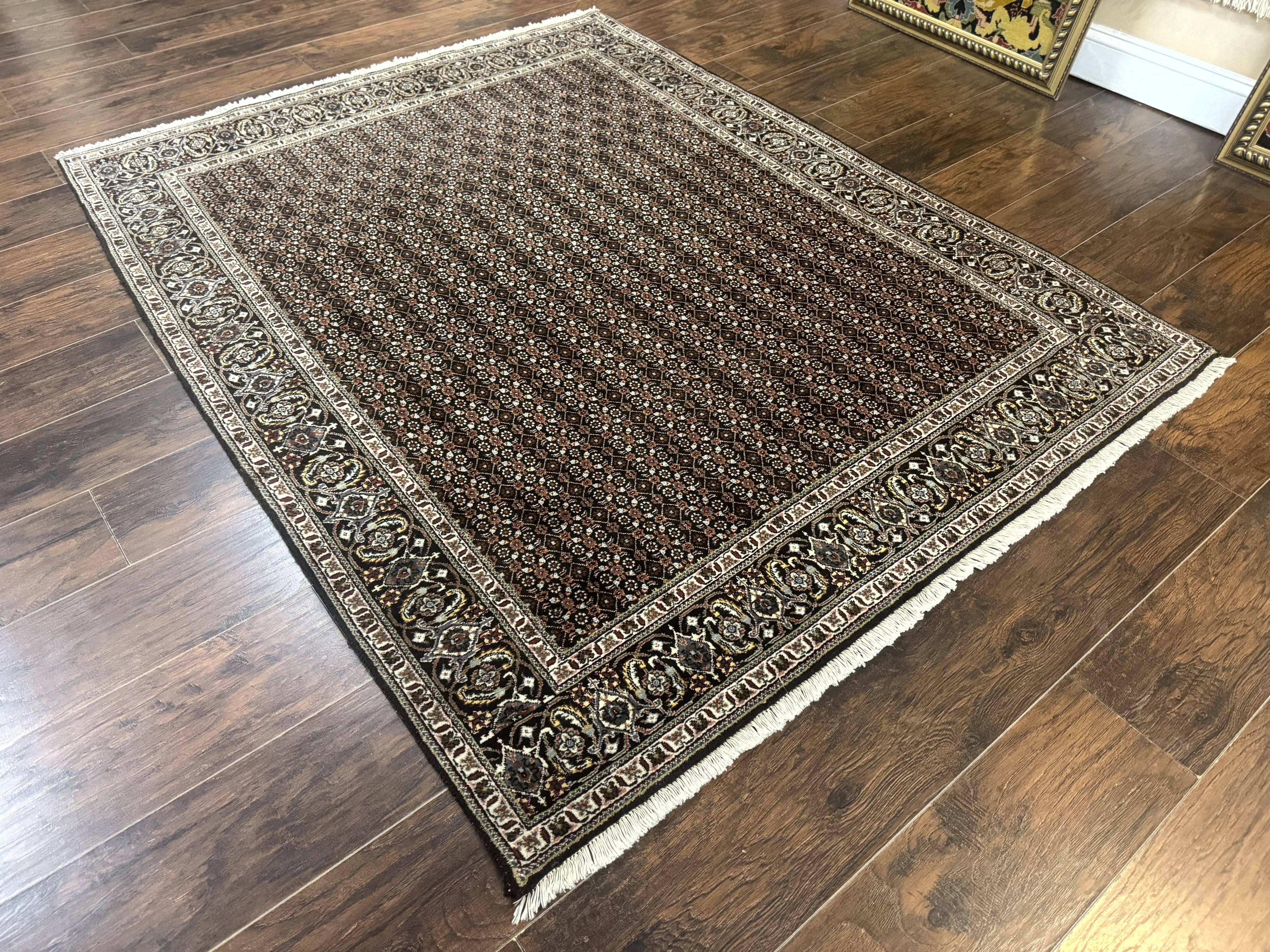 Persian Tabriz Rug 5x7, Black, Allover Pattern