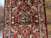 Red Persian Sarouk Rug 3 x 5.8, Antique Wool Carpet, 210 KPSI