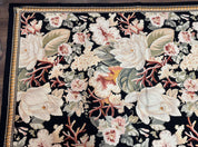 Palace Size Needlepoint Rug 13x17, Extra Large Wool Floral Handmade Carpet, European Design, Botanical