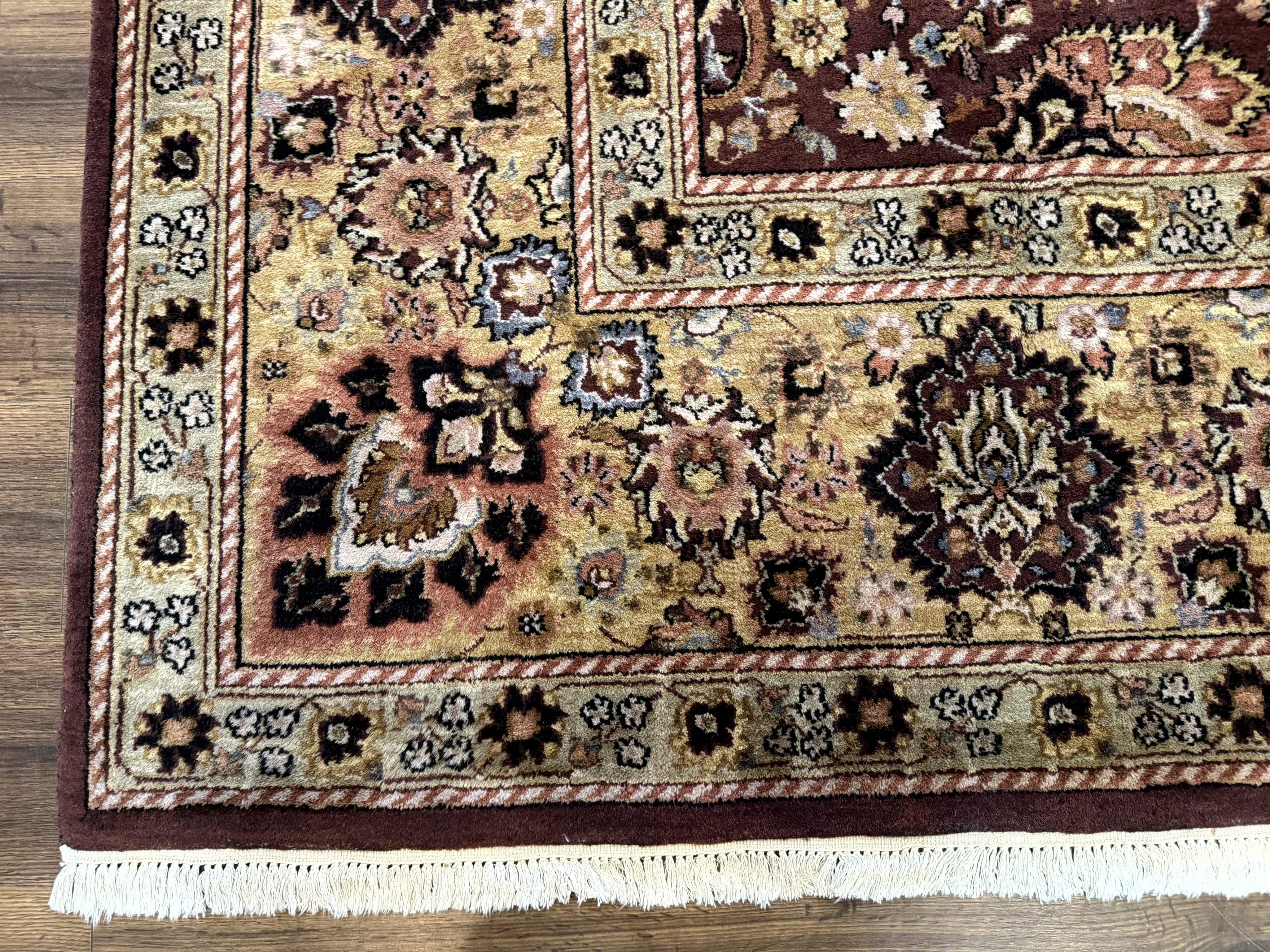 Indo Persian Rug 8x11, Eggplant & Tan, Allover Pattern, Wool Couristan Handmade Rug