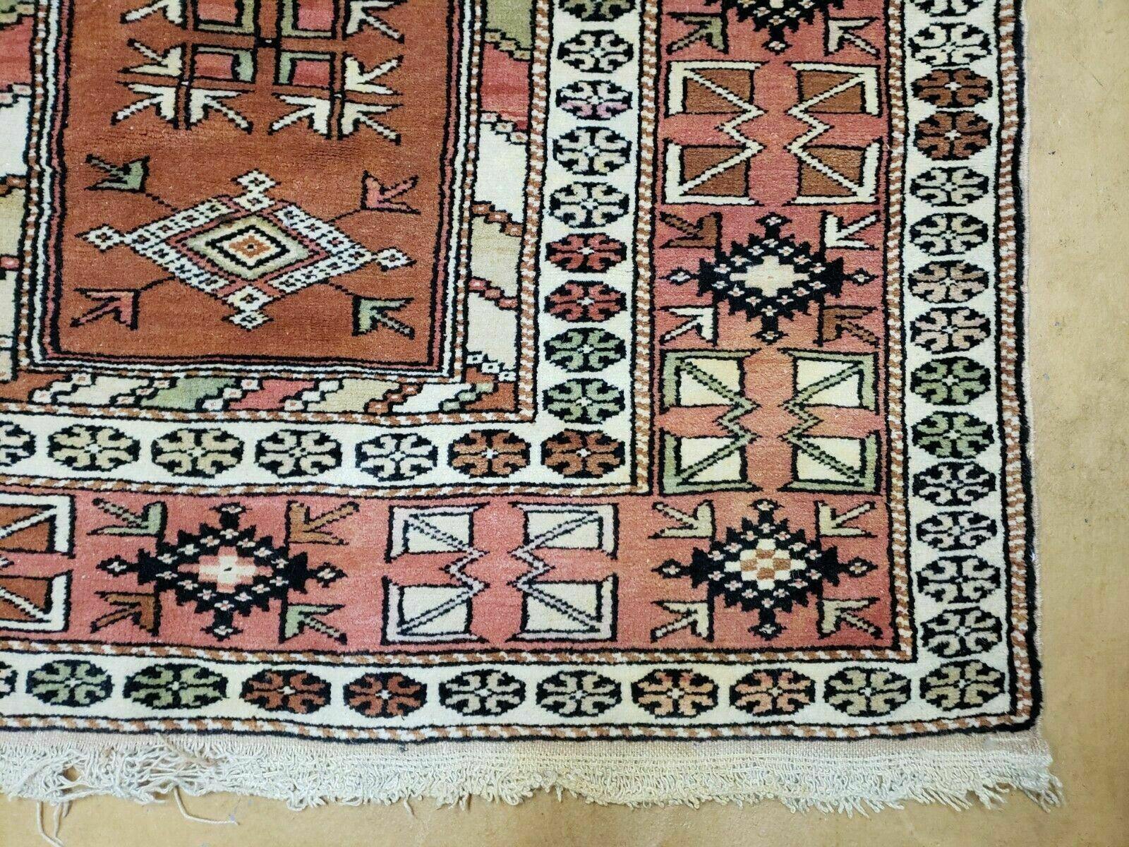 4' X 7' Antique Handmade Turkish Melas Oushak Wool Rug