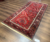 Red Persian Rug 2.6 x 6.8, Floral, Antique Per'sian Carpet, Persian Malayer Rug, Hamadan Rug