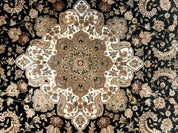 Sino Persian Rug 9x12, Floral Medallion, Black and Ivory, Elegant