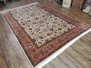 6x9 Top Quality Handmade Wool Area Rug Floral Allover Carpet Veg Dyes Beige