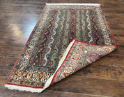 Persian Qum Rug 4x7, Striped Paisley Boteh Design